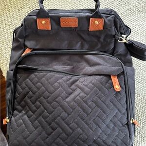 Good Mum Quilted Black Backpack diaper bag